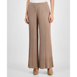 T Tahari PLEATED LUREX PANT Light Brown Size S MSRP $88
